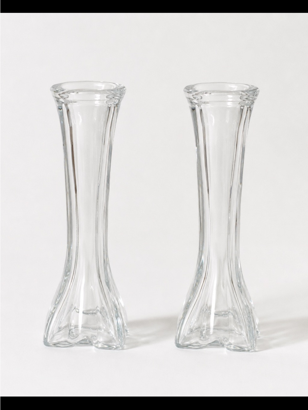 Vintage glass Clear Glass Bud Vases - Pair